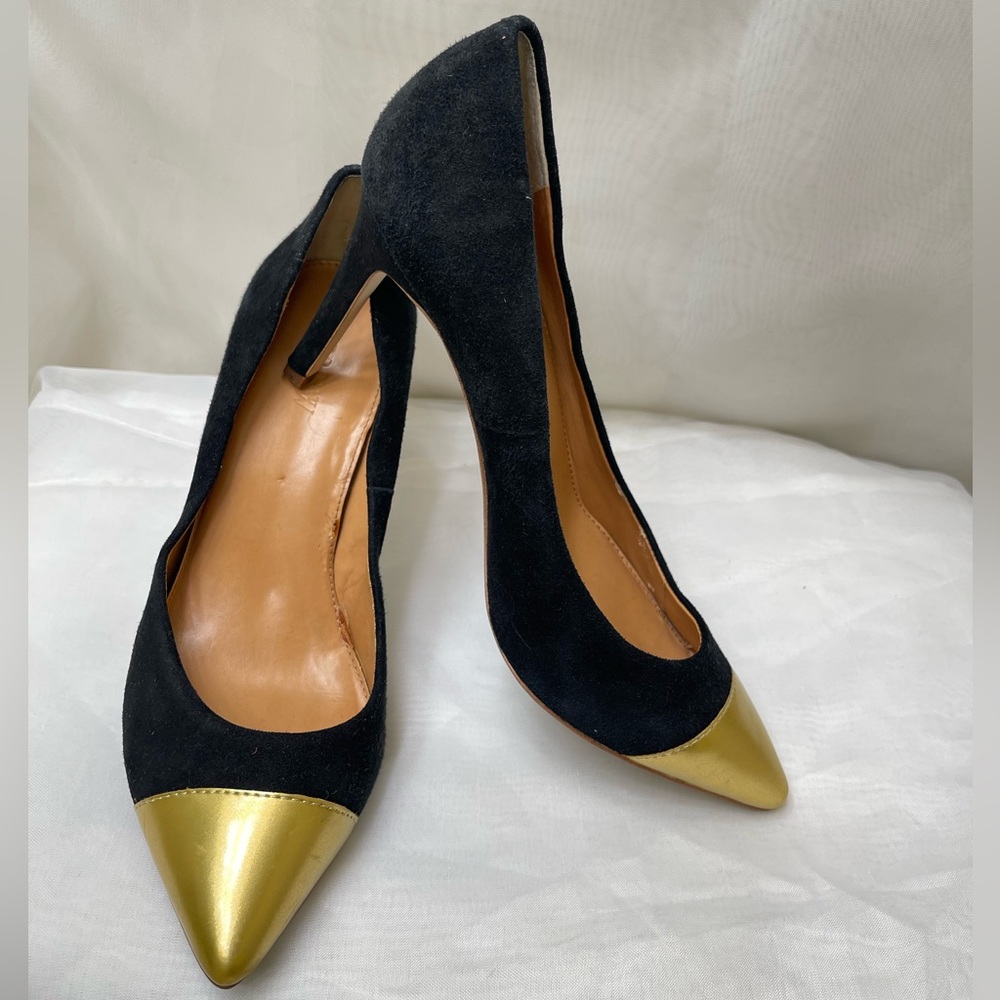 J. Crew Genuine Suede/Leather Black & Gold Pump Size 7